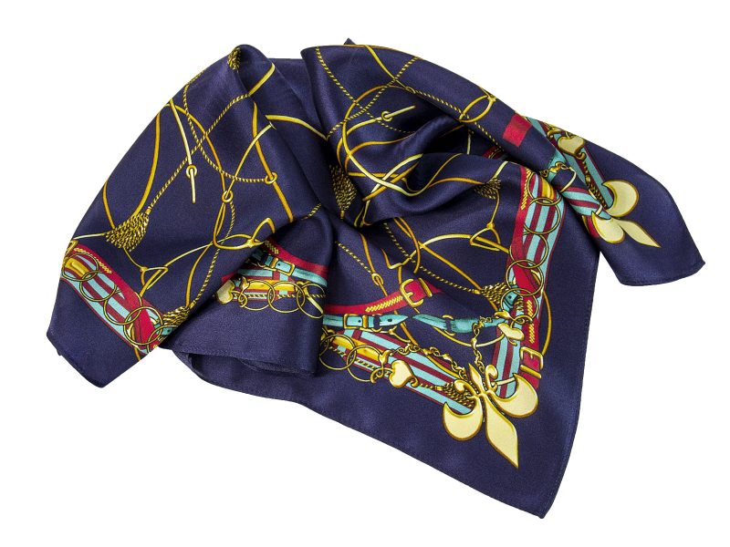 apaszka jedwabna BELTS-DEEP-BLUE-SCARF