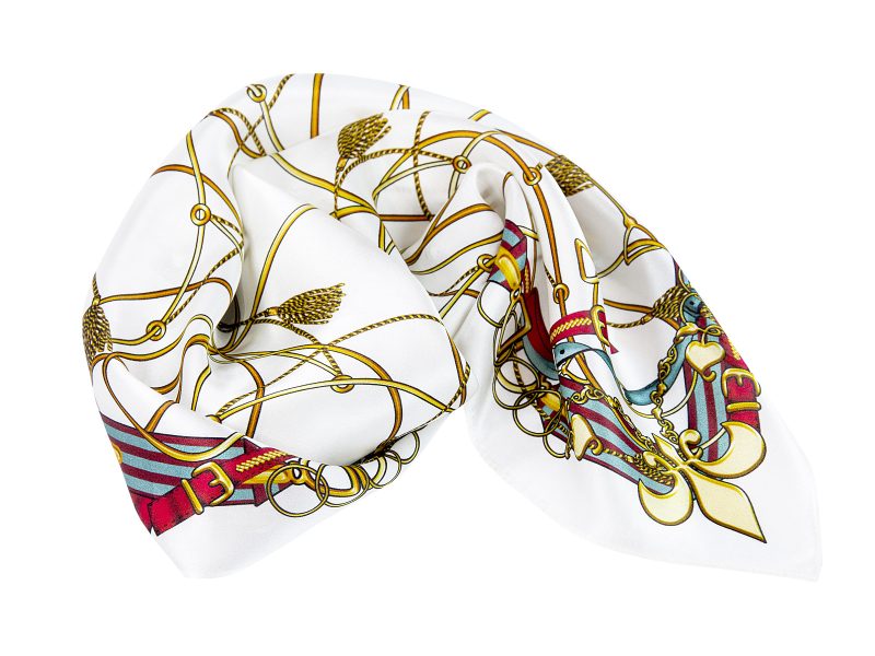 apaszka jedwabna BELTS-WHITE-SCARF