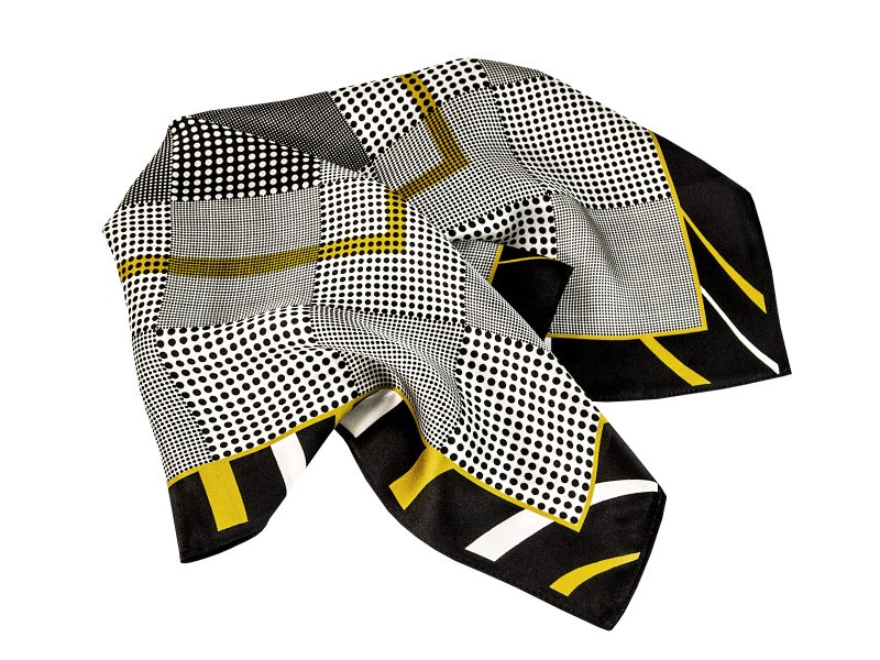 apaszka jedwabna DOTS-BLACK-GOLD-SCARF