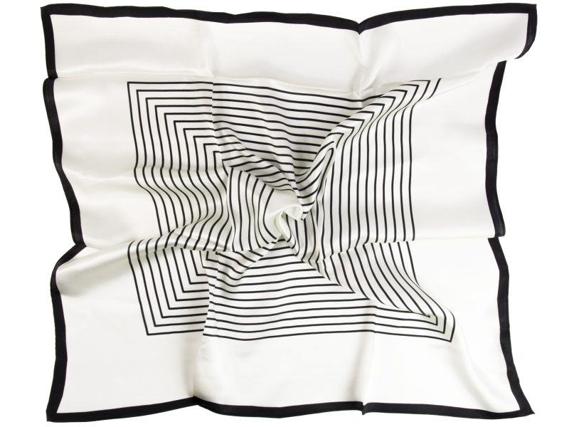 Apaszka jedwabna WHITE-BLACK-LINE-SCARF